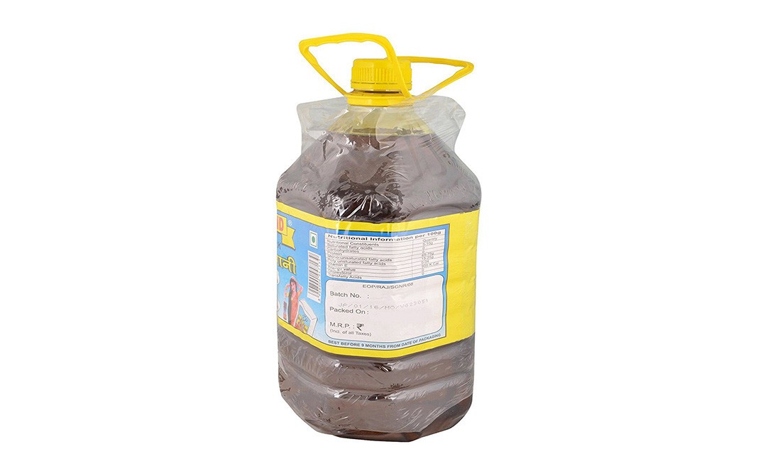 Kanodia Kohlu Brand Mustard Oil Kachi Ghani   Plastic Bottle  5 litre